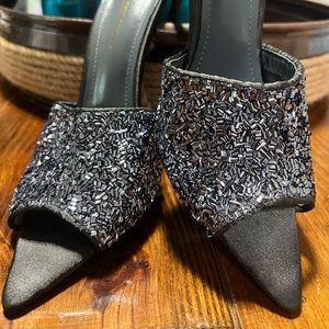 Shoe Republic LA Sequin Open-toe Heels 8.5